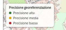 Legenda della precisione di georeferenziazione, in basso a sinistra sulla mappa