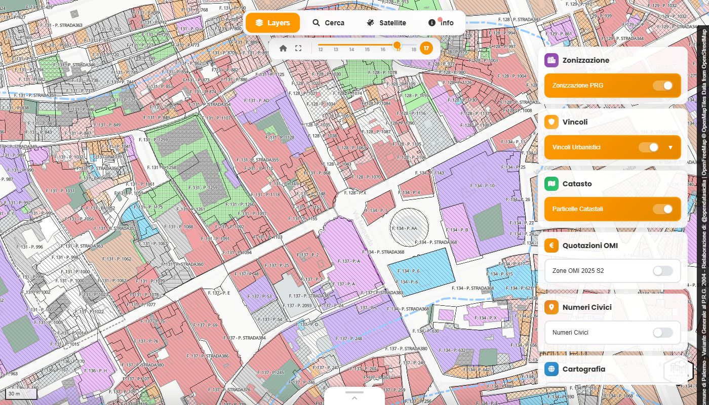 Pannello Layers: ogni livello si accende e spegne con l'interruttore